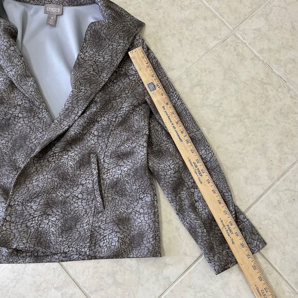 Chico’s Blazer Jacket Size XL Geometric abstract Print Open Front Knit Career - Picture 10 of 12